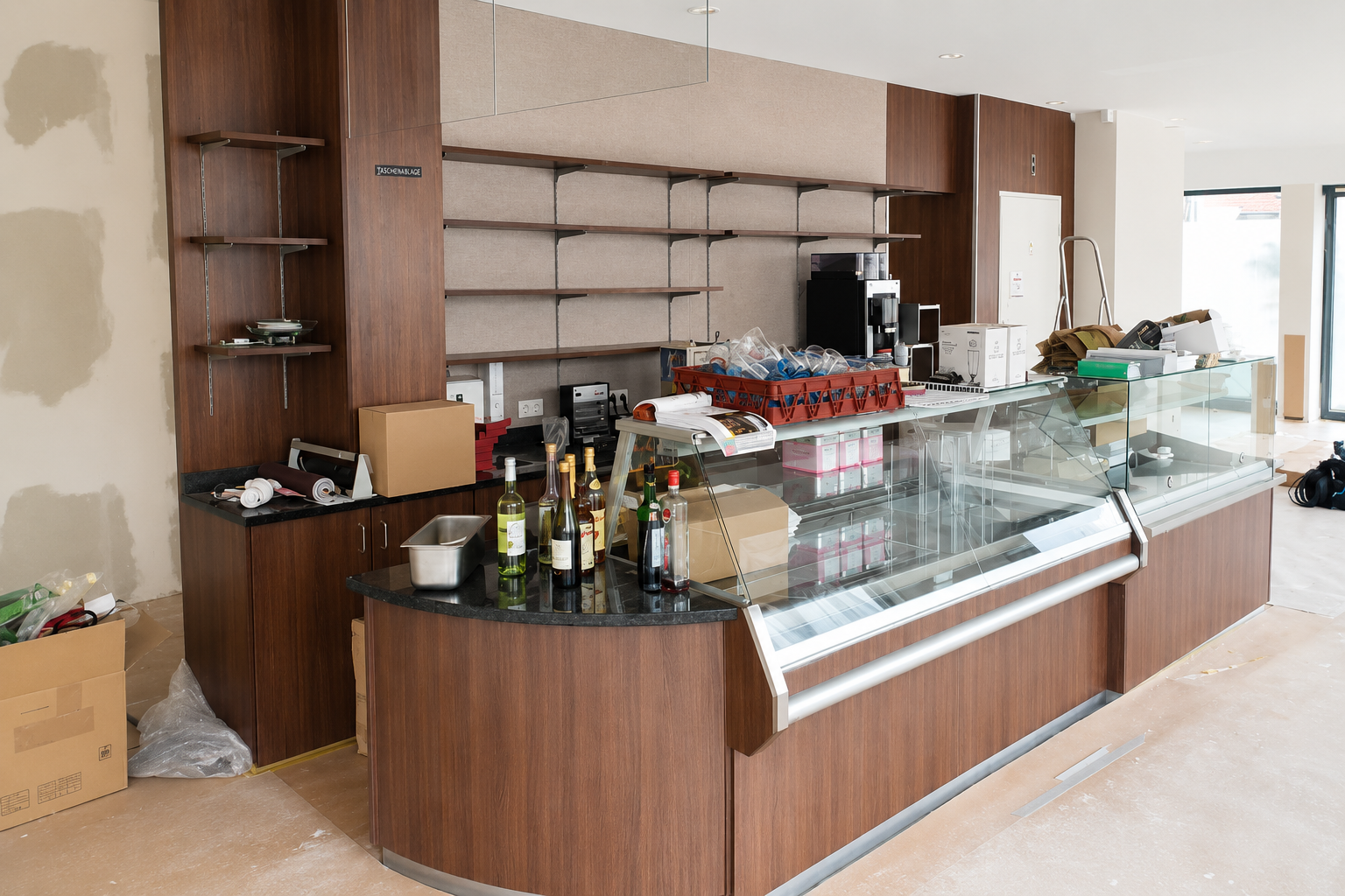 Bistro in moderner Holz und Betonoptik